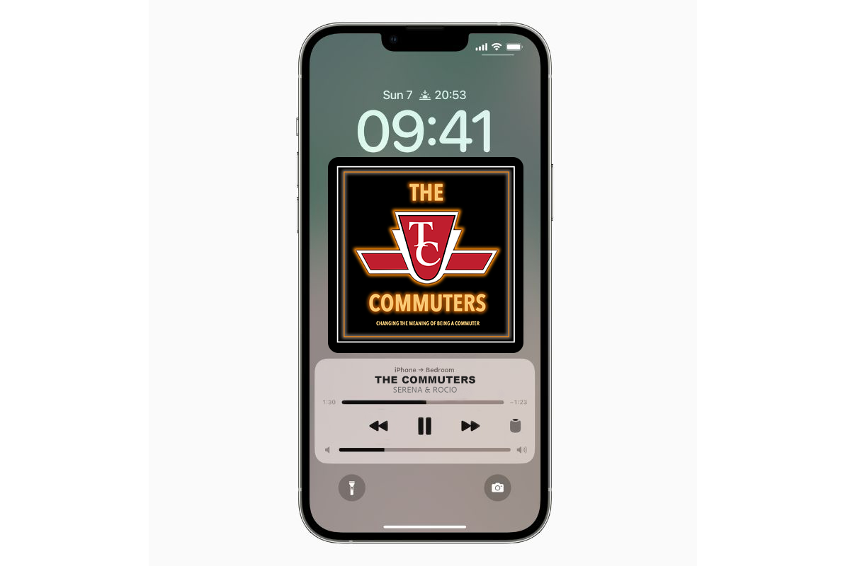 The Commuters opening in a podcast platform mockup