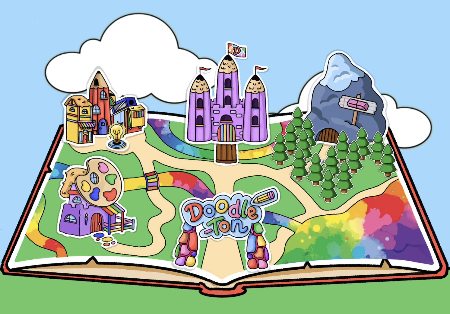 Scribble Knight town world artwork